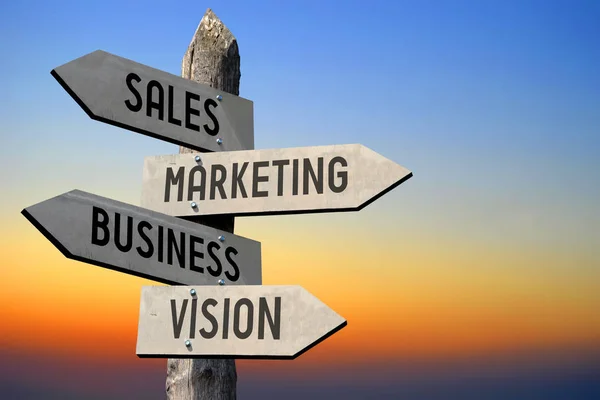 Försäljning Marknadsföring Business Vision Signpost — Stockfoto