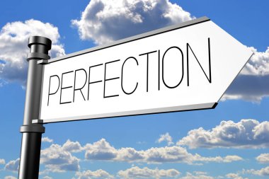 Perfection - tabelasını bir ok, arka planda gökyüzü ile