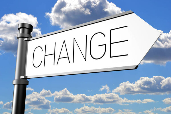 Изменение - вывеска с одной стрелкой, небо в фоновом режиме