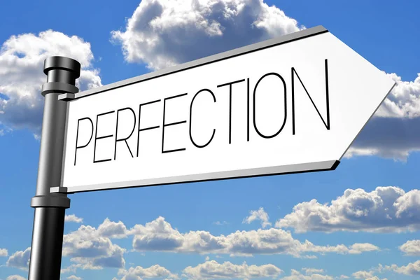 Perfection - tabelasını bir ok, arka planda gökyüzü ile