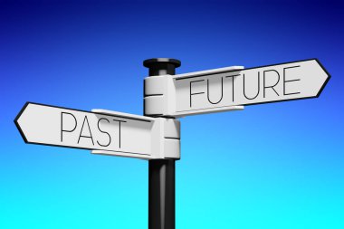 3D çizim / 3d render - crossroads kavramı - geleceği ve geçmişi