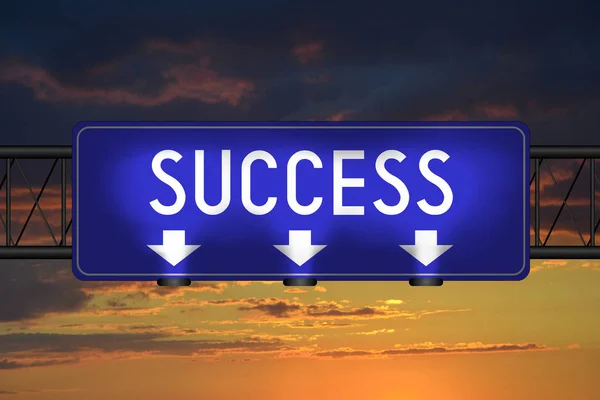 Success Street Sign Sunset Sky Background — Stock Photo, Image