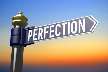 Perfection - tabelasını bir ok, arka planda gökyüzü ile.