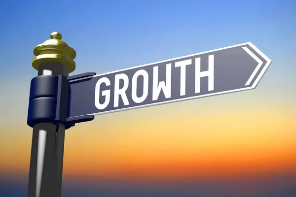 Growth Signpost One Arrow Sky Background — Stock Photo, Image