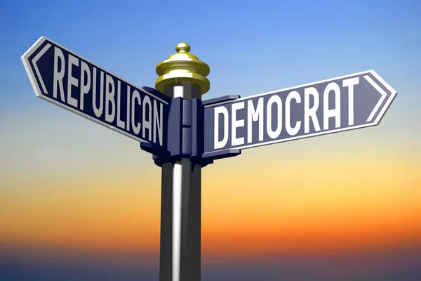 Illustration Rendering Crossroads Koncept Demokrat Eller Republikan — Stockfoto