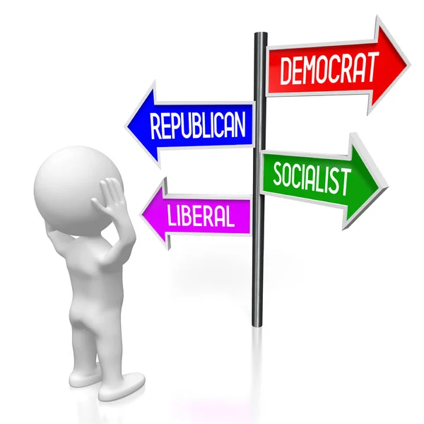 Illustration Rendering Signpost Four Arrows Politics Concept — Stock Photo, Image