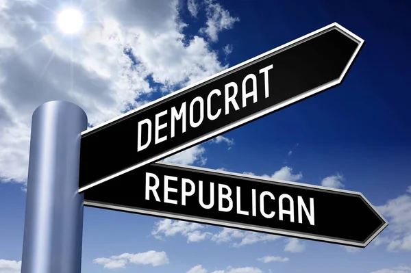 Illustration Rendering Crossroads Concept Democrat Republican — Stock Photo, Image