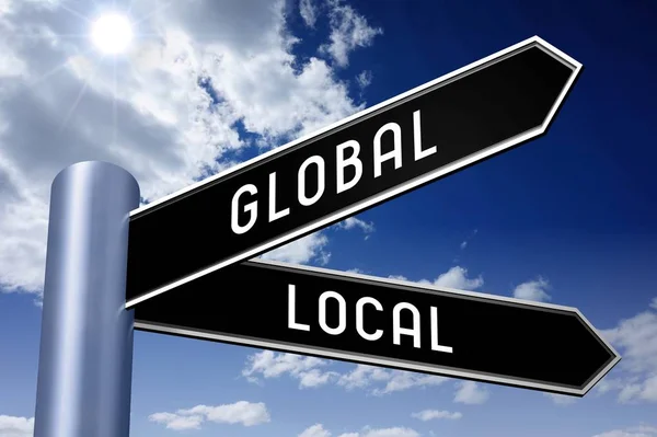 Illustration Rendering Crossroads Concept Global Local — Stock Photo, Image