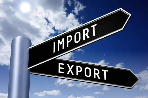 Singpost Ilustrace Dvě Šipky Export Import — Stock fotografie