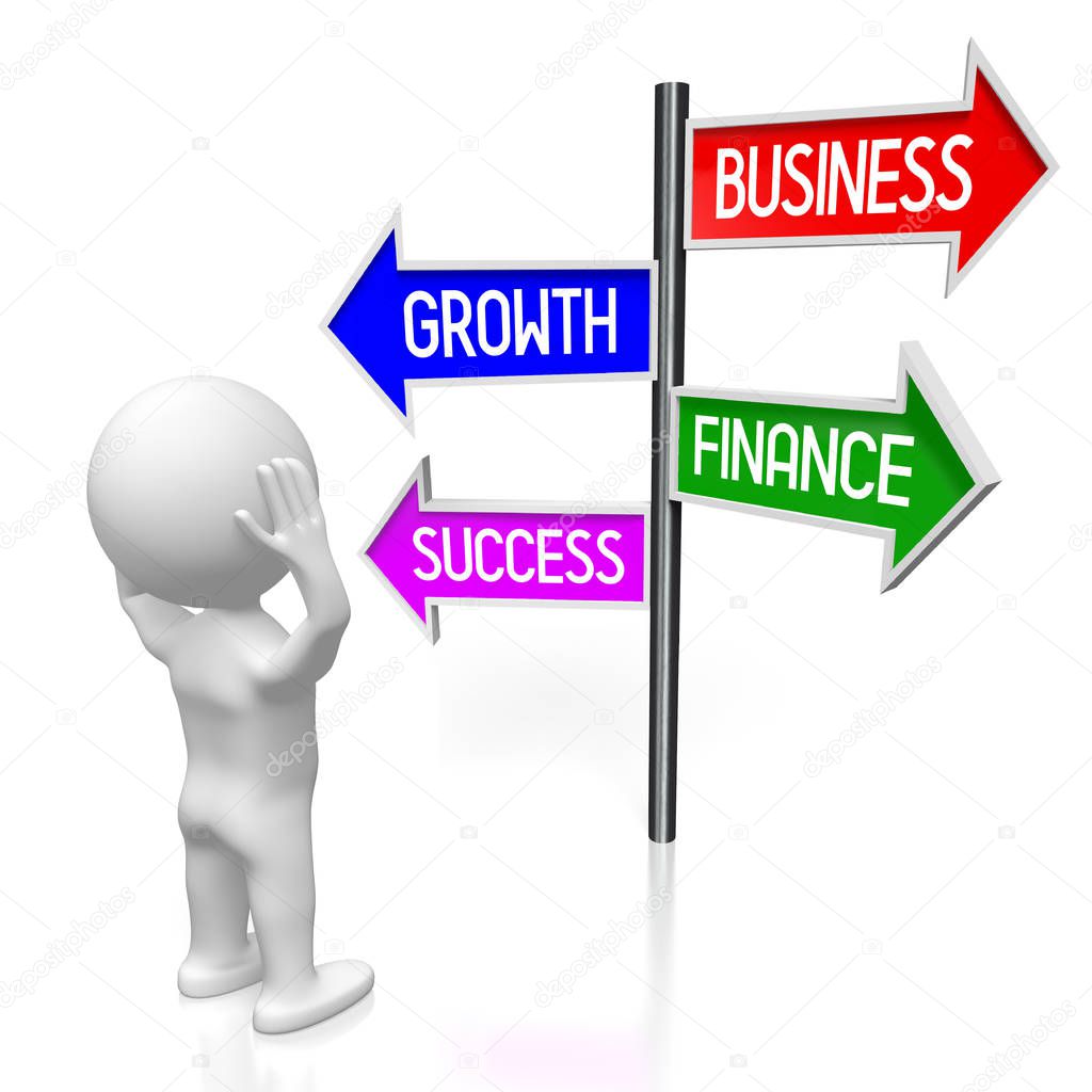3D illustration/ 3D rendering - signpost with four arrows - business success