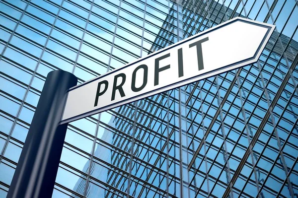 Profit Signpost One Arrow Office Building Background — Stock Photo, Image