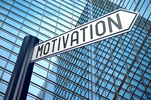 Motivation Signpost One Arrow Office Building Background — Stock Photo, Image