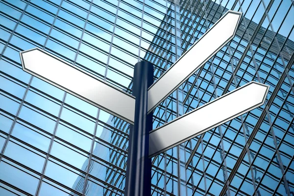 Crossroads Sign Three Arrows Office Building — Stock Photo, Image