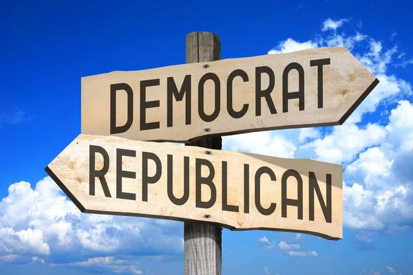 Democrat Republican Wooden Signpost — Stock Photo, Image