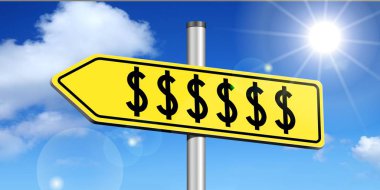 Dolar işaretleri - sarı yol işareti