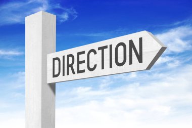 Yön - Beyaz ahşap tabelasını bir ok ile