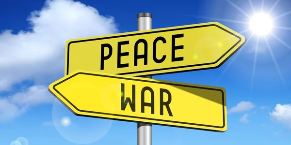 Peace War Yellow Road Sign — Stock Photo, Image