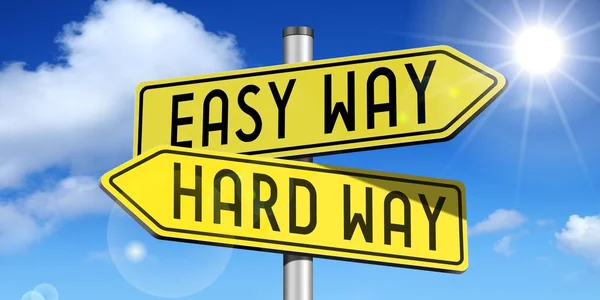 Easy way, hard way - yellow road-sign