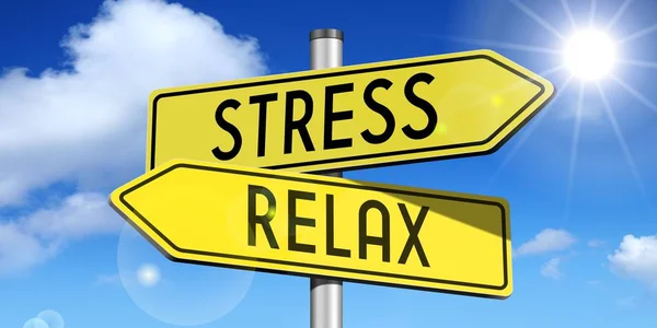Stres Relaxovat Yellow Road Sign — Stock fotografie