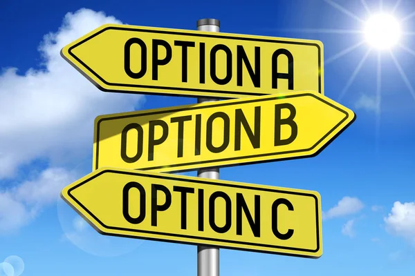 Options A, B, C -  yellow roadsign
