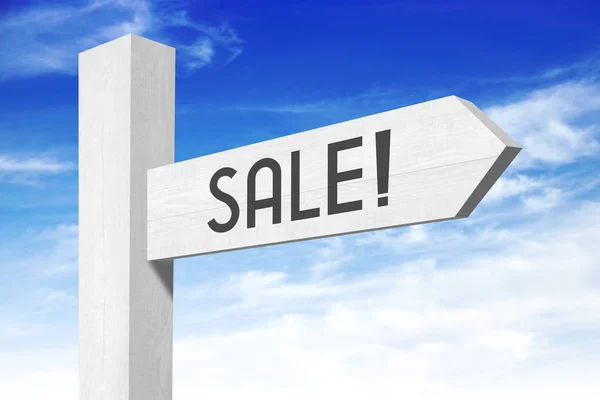 Sale - white wooden signpost with one arrow