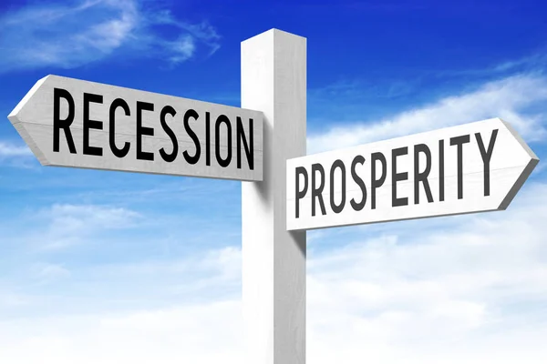 Välstånd Recession Trä Skylt — Stockfoto