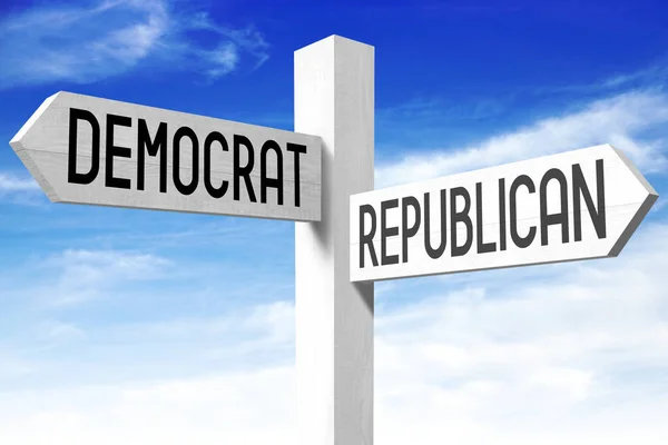 Democrat Republican Wooden Signpost — Stock Photo, Image
