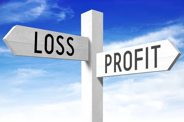 Profit Loss Wooden Signpost — Stock Photo, Image