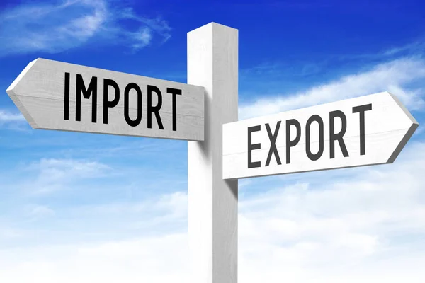 Import Export Trä Skylt — Stockfoto