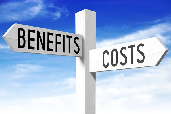 Costs Benefits Wooden Signpost — Stock Photo, Image