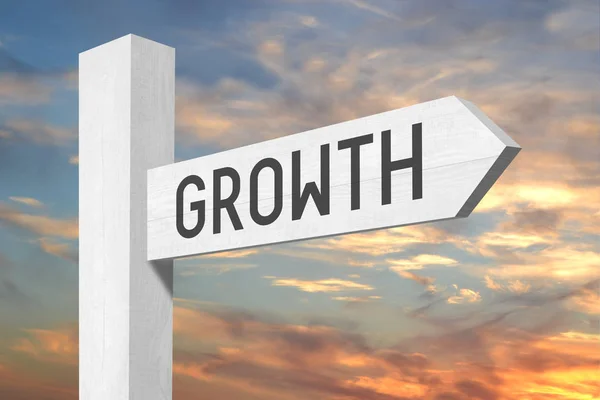 Growth White Wooden Signpost One Arrow — Stock Photo, Image