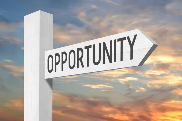 Opportunity White Wooden Signpost One Arrow — Stock Photo, Image