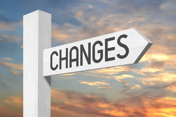 Changes Ahead White Wooden Signpost One Arrow — Stock Photo, Image