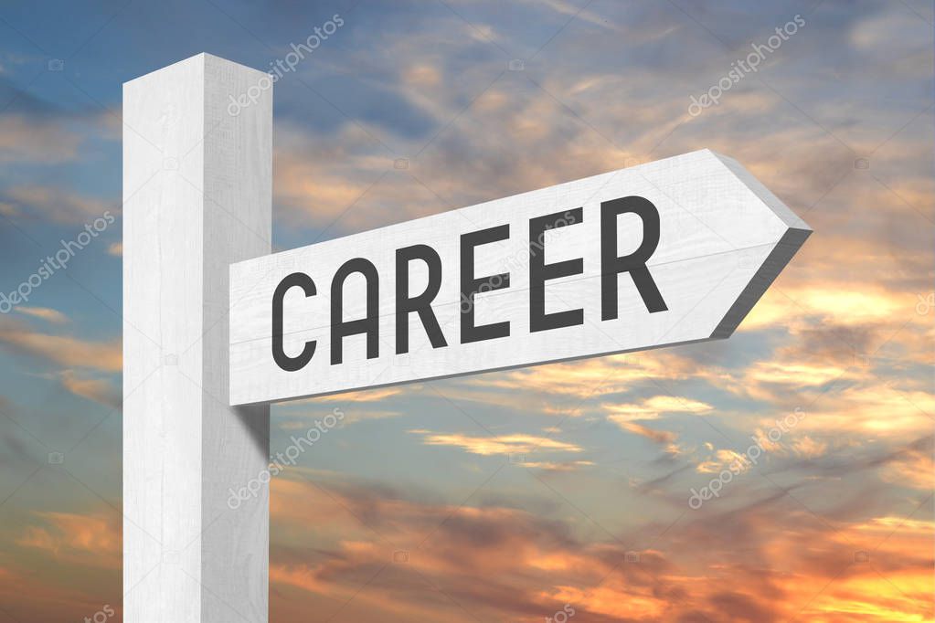 Career - white wooden signpost with one arrow