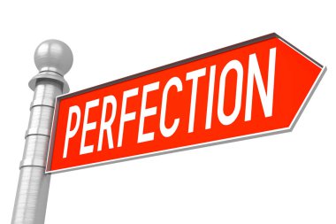 Perfection - kırmızı tabelasını, beyaz arka plan.