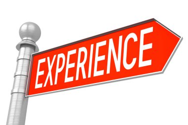 Deneyim - kırmızı tabelasını, beyaz arka plan.