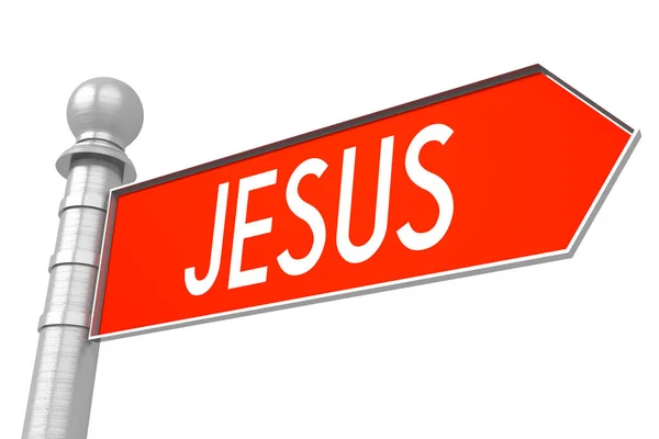 Jesus Roter Wegweiser Weißer Hintergrund — Stockfoto