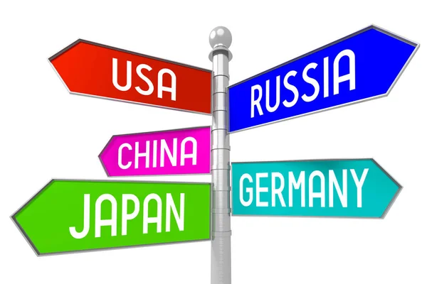 Signpost Arrows Countries — Stock Photo, Image