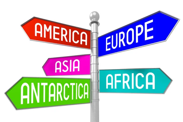 Signpost Arrows Continents — Stock Photo, Image