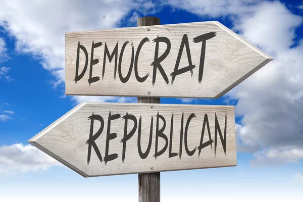 Democrat Republican Wooden Signpost — Stock Photo, Image