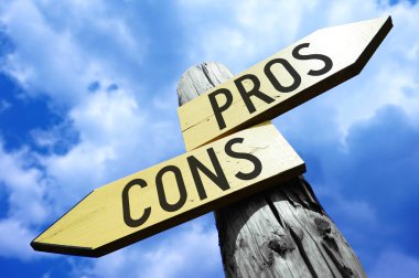 Pros, cons - wooden signpost clipart