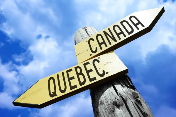 Kanada Quebec Drewniany Drogowskaz — Zdjęcie stockowe