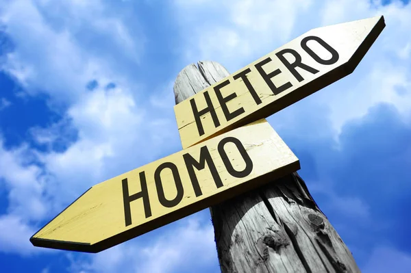 Hetero Homo Dos Postes Señalización —  Fotos de Stock