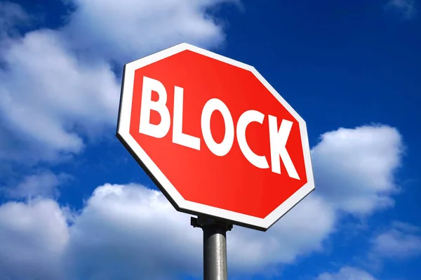 Blokkeren Van Teken Sky Achtergrond — Stockfoto