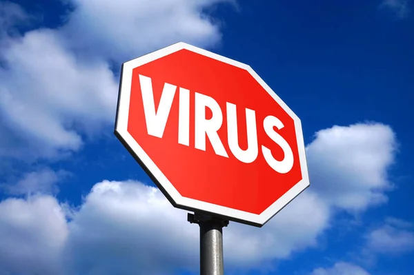 Zastavit Virus Znamení Obloha Pozadí — Stock fotografie