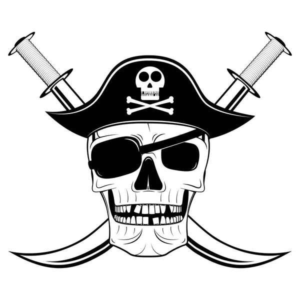 Lebka Obrázek Pirát Ilustrace Bílé Pozadí — Stock fotografie