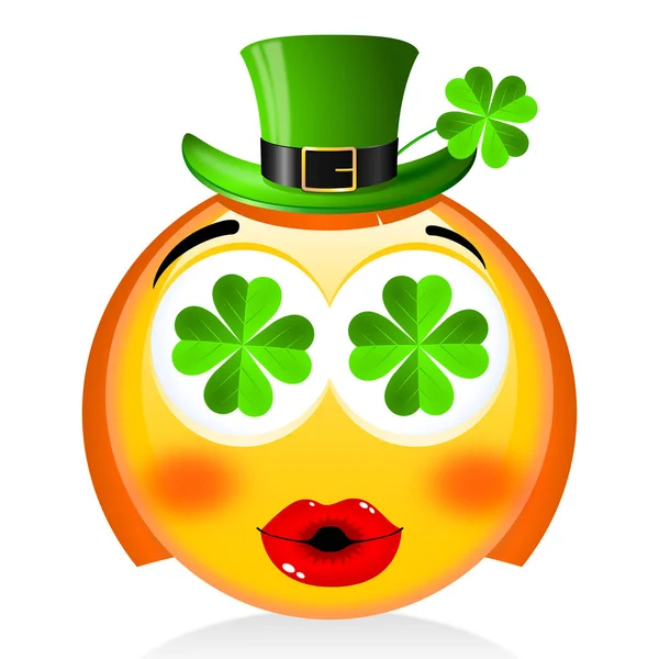 Saint Patrick Emoji Fille Avec Chapeau — Photo