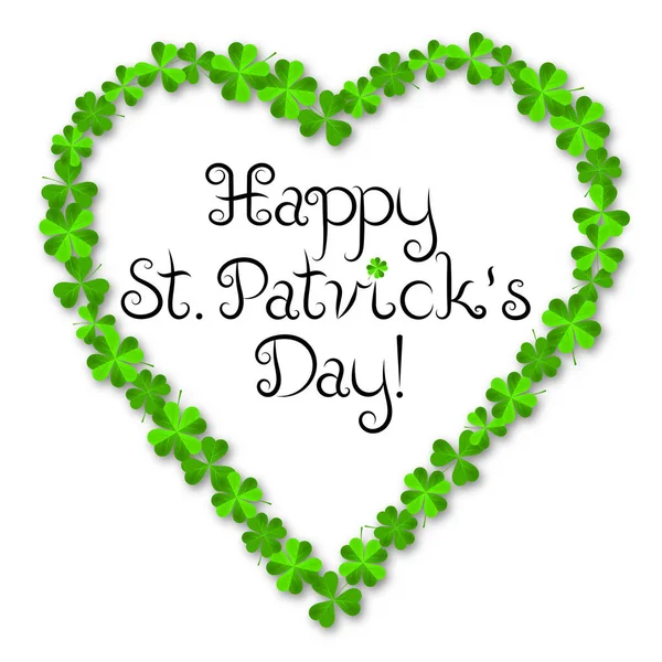 Happy Patrick Day Karte Herzform — Stockfoto