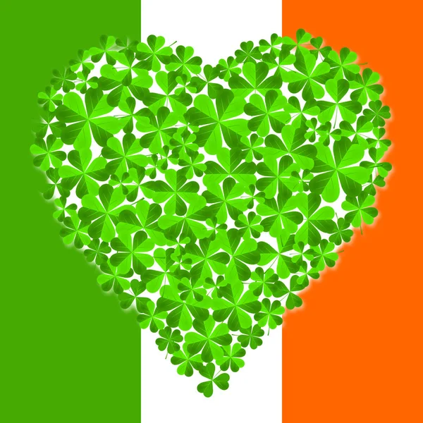 Иллюстрация Дню Святого Патрика Ирландский Флаг Форма Сердца — стоковое фото