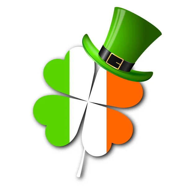 День Святого Патрика Иллюстрация Клевер Трилистник Ирландский Флаг Шляпа — стоковое фото